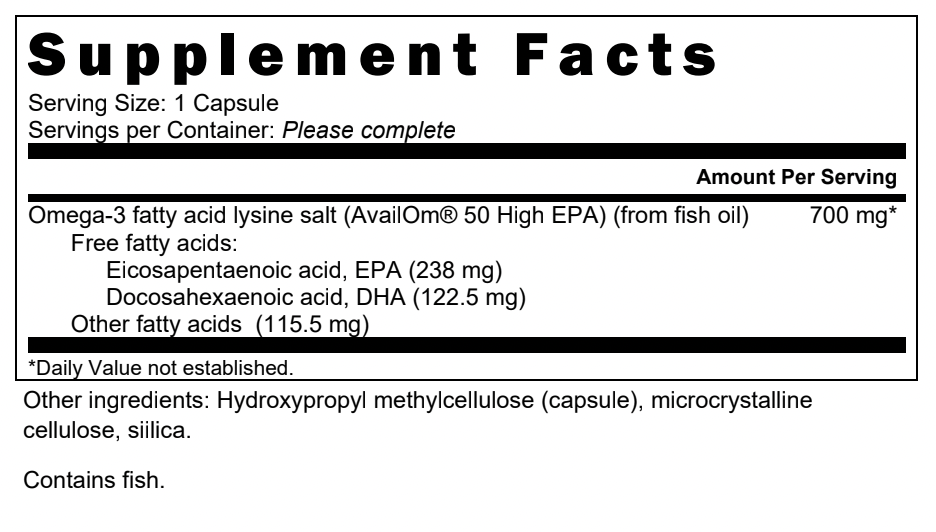 Picture of Omega Advanced Supplement Facts